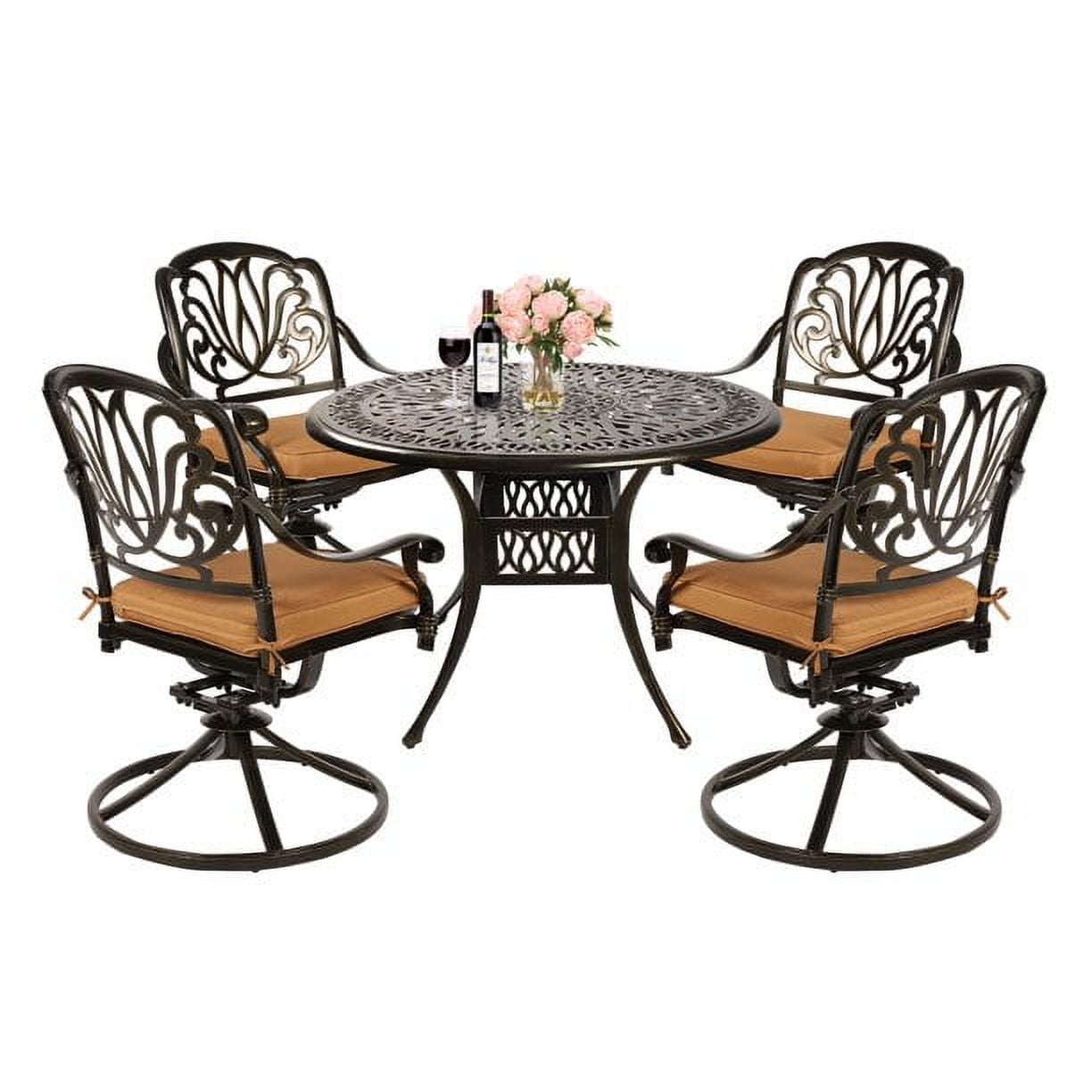 MEETWARM 5Piece Outdoor Patio Dining Set, AllWeather Cast Aluminum