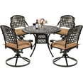 thumbnail image 1 of MEETWARM 5-Piece Outdoor Patio Dining Set, All-Weather Cast Aluminum Patio Conversation Set with 4 Cushions Swivel Rocker Chairs for Backyard Garden Deck and 35.4" Round Table, 2.2" Umbrella Hole, 1 of 7