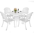 thumbnail image 1 of Meetwarm 5 Cast Aluminum All-Weather Outdoor Conversation Sets with Table and WhiteChairs, 1 of 8