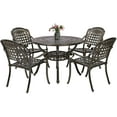 thumbnail image 1 of MEETWARM 5 Piece Patio Dining Set, Outdoor All-Weather Cast Aluminum Dining Table Set, Patio Furniture Set for Backyard Garden Deck, Include 4 Chairs and 1 Round Table with Umbrella Hole, 1 of 7