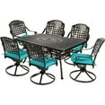 thumbnail image 1 of MEETWARM 7-Piece Outdoor Patio Dining Set, All-Weather Cast Aluminum Patio Conversation Set with 6 Cushioned Swivel Rocker Chairs for Backyard Garden Deck, 1 Rectangular Table, Ocean Blue, 1 of 7