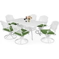 thumbnail image 1 of MEETWARM 7-Piece Outdoor Patio Dining Set, All-Weather Cast Aluminum Patio Conversation Set with 6 Cushioned Swivel Rocker Chairs for Backyard Garden Deck, 1 Rectangular Table, White, 1 of 7