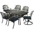 thumbnail image 1 of MEETWARM 7-Piece Outdoor Patio Dining Set, All-Weather Cast Aluminum Patio Conversation Set with 2 Swivel Rocker Chairs, 4 Stationary, 1 Rectangular Table, 6 Cushions, 2" Umbrella Hole, Navy Blue, 1 of 7