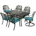 thumbnail image 1 of MEETWARM 7-Piece Outdoor Patio Dining Set, All-Weather Cast Aluminum Patio Conversation Set with 2 Swivel Rocker Chairs, 4 Stationary, 1 Rectangular Table, 6 Cushions, 2" Umbrella Hole, Ocean Blue, 1 of 7