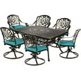 thumbnail image 1 of MEETWARM 7-Piece Outdoor Patio Dining Set, All-Weather Cast Aluminum Patio Conversation Set for Backyard Garden Deck with 6 Cushioned Swivel Rocker Chairs, 1 Rectangular Table, Ocean Blue, 1 of 7
