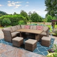 thumbnail image 1 of MEETWARM 7 Pieces Wicker Patio Furniture Set Outdoor Conversation Set All Weather Rattan Sectional Sofa Couch Garden with Ottoman (Brown), 1 of 7