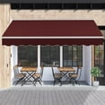 thumbnail image 1 of MEETWARM 8.2'x 6.5' Patio Awning Retractable Awning Cover for Sunshade Shelter, Outdoor Patio Canopy with Manual Crank Handle/Water-Resistant 280g/m² Polyester for Patio, Yard, Balcony, Burgundy, 1 of 7