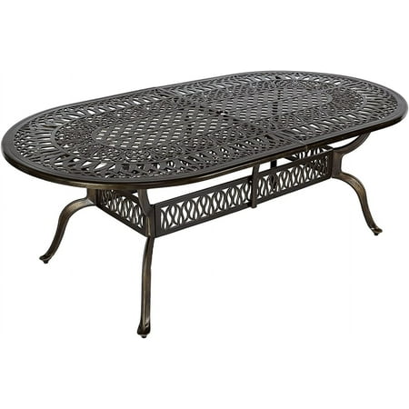 MEETWARM 84" Cast Aluminum All Weather Outdoor Dining Table, Dark Bronze
