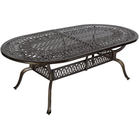 MEETWARM 84" Cast Aluminum All Weather Outdoor Dining Table, Dark Bronze