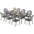 thumbnail image 1 of MEETWARM 9-Piece Outdoor Patio Dining Set for 8, All Weather Cast Aluminum Patio Funiture Set- 94.5” Rectangular Table with 2" Umbrella Hole and 8 Chairs, Patio Table and Chairs Set, Dark Bronze, 1 of 8