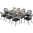 thumbnail image 1 of MEETWARM 9-Piece Outdoor Patio Dining Set for 8, All Weather Cast Aluminum Patio Funiture Table and Chairs Set- 94.5” Rectangular Table and 8 Cushioned Chairs for Garden, 2" Umbrella Hole, Navy Blue, 1 of 8
