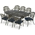 thumbnail image 1 of MEETWARM 9-Piece Outdoor Patio Dining Set, 8 Outdoor Dining Cushioned Chairs and 1 Oval Table with 2.2" Umbrella Hole, All Weather Cast Aluminum Patio Funiture Set for Backyard, Patio, Navy Blue, 1 of 7
