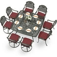 thumbnail image 1 of MEETWARM 9-Piece Outdoor Patio Dining Set for 8, All Weather Cast Aluminum Patio Funiture Table and Chairs Set- Large 64" Square Table and 4 Swivel Rocker Chairs, 4 Stationary for Garden, Red, 1 of 8