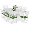 thumbnail image 1 of MEETWARM 9-Piece Outdoor Patio Dining Set, All-Weather Cast Aluminum Patio Conversation Set with 2 Swivel Rocker Chairs, 6 Stationary, 1 Oval Table, 8 Cushions, 2.2" Umbrella Hole, White, 1 of 7