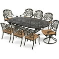 thumbnail image 1 of MEETWARM 9-Piece Outdoor Patio Dining Set, All-Weather Cast Aluminum Patio Conversation Set with 2 Swivel Rocker Chairs, 6 Stationary, 1 Oval Table, 8 Cushions, 2.2" Umbrella Hole, 1 of 7