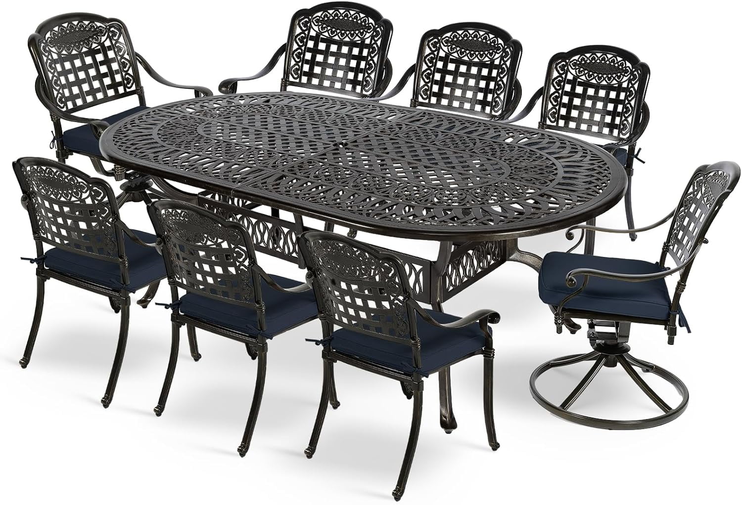 MEETWARM 9Piece Outdoor Patio Dining Set, AllWeather Cast Aluminum