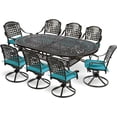 thumbnail image 1 of MEETWARM 9-Piece Outdoor Patio Dining Set, All-Weather Cast Aluminum Patio Conversation Set with 8 Cushioned Swivel Rocker Chairs for Backyard Garden Deck, 1 Oval Table, 2.2" Umbrella Hole, Ocean Blue, 1 of 7