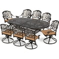 thumbnail image 1 of MEETWARM 9-Piece Outdoor Patio Dining Set, All-Weather Cast Aluminum Patio Conversation Set for Backyard Garden Deck with 8 Cushioned Swivel Rocker Chairs, 1 Oval Table, 2.2" Umbrella Hole, 1 of 7