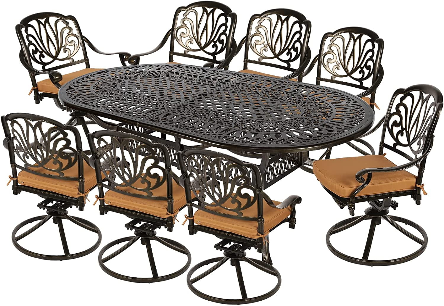 MEETWARM 9Piece Outdoor Patio Dining Set, AllWeather Cast Aluminum