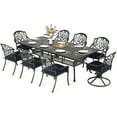 thumbnail image 1 of MEETWARM 9-Piece Outdoor Patio Dining Set, All Weather Cast Aluminum Patio Funiture Table and Chairs Set- 94.5” Rectangular Table and 2 Swivel Rocker Chairs, 6 Stationary, Umbrella Hole, Navy Blue, 1 of 8