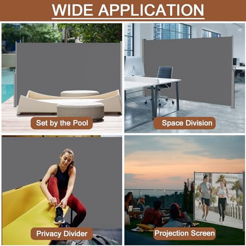 MEETWARM Double Retractable Side Awning, Folding Side Screen Awning