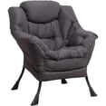 thumbnail image 1 of MEETWARM Fabric Lazy Chair, Armchair&Accent Contemporary Lounge Chair, Upholstered Single Sofa Chair with a Side Pocket, Armrests and Thick Padded Back for All rooms Color and Color category- Gray, 1 of 8