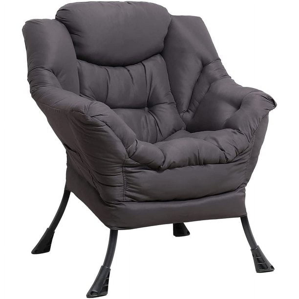 MEETWARM Fabric Lazy Chair, Armchair&Accent Contemporary Lounge Chair, Upholstered Single Sofa Chair with a Side Pocket, Armrests and Thick Padded Back for All rooms Color and Color category- Gray
