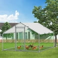thumbnail image 1 of MEETWARM Large Metal Chicken Coop Run, Walk-in Poultry Cage Chicken Run Pen, Duck Rabbits House Spire Shaped Coop with Waterproof Anti-UV Cover for Outdoor Farm Use, 1 of 7