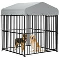 thumbnail image 1 of MEETWARM Large Outdoor Dog Kennel, Metal Heavy Duty Outdoor Indoor Pet Playpen, Anti-Rust Outdoor Dog Fence Dog Pens with Anti-UV & Waterproof Top Cover and Secure Lock for Backyard, 6'L x 6'W x 6'H, 1 of 8