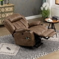 thumbnail image 1 of MEETWARM Large Power Lift Electric Recliner Chair with Extended Footrest for Big Tall Man, Overstuffed Wide Recliner with Massage and Heat, 2 Remote Controls/USB Ports/4 Side Pockets(Brown), 1 of 8