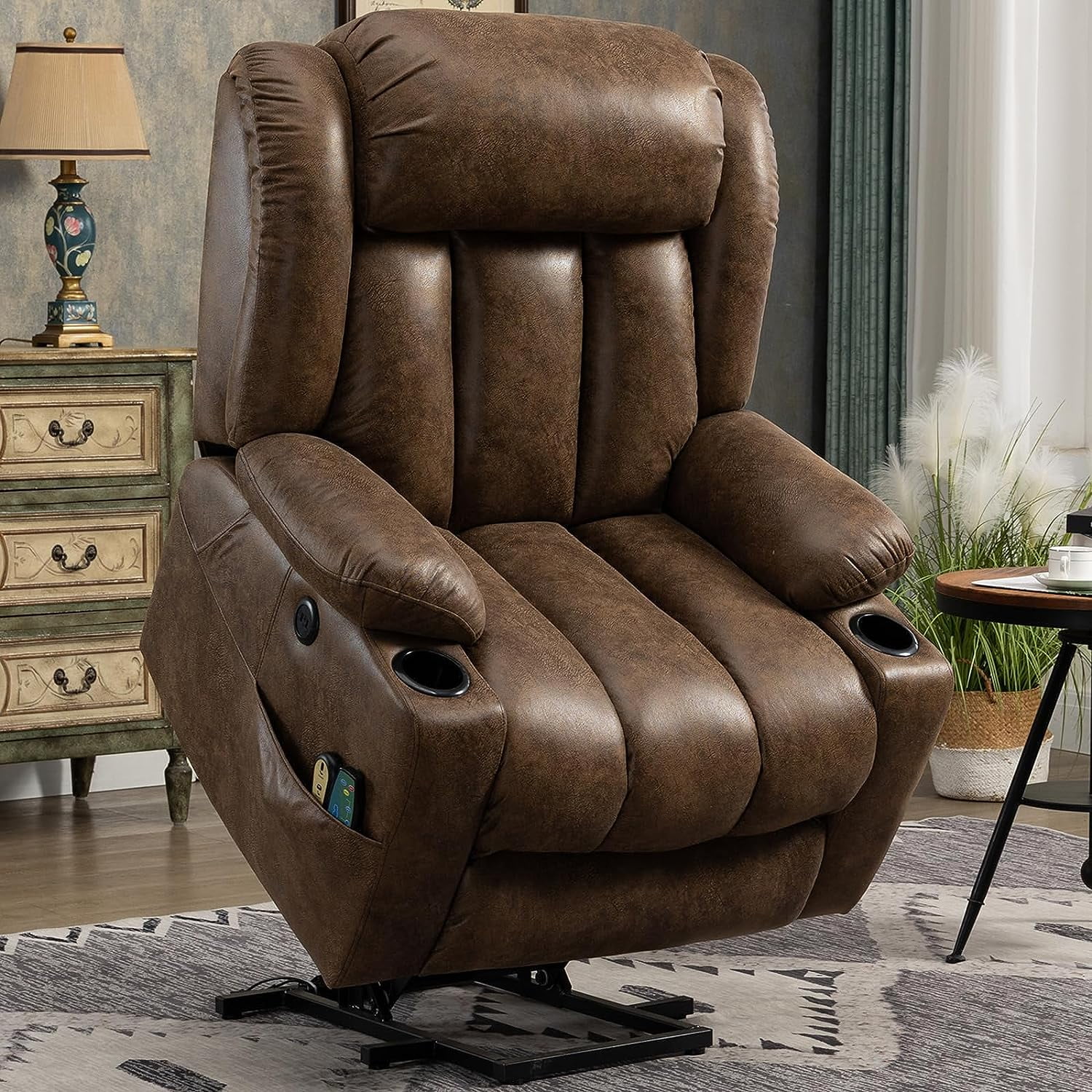 MEETWARM Large Power Lift Electric Recliner Chair with Extended Footrest for Elderly Big Man