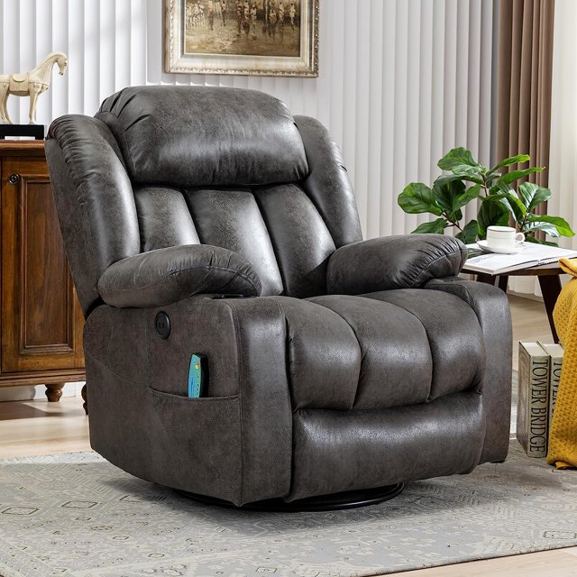 MEETWARM Massage Recliner with Heat, Vibration, Swivel, Glider, Rocking