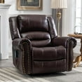 MEETWARM Leather Massage Swivel Rocker Recliner with Heat, Vibration