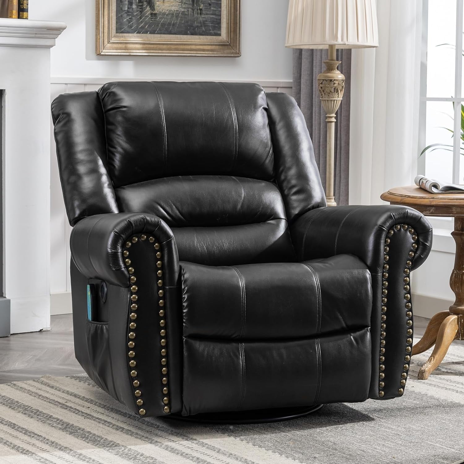 MEETWARM Massage Recliner with Heat and Vibration, Black