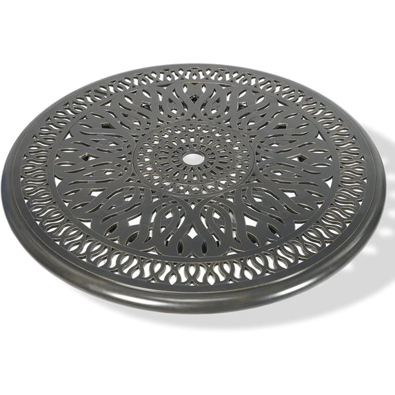 MEETWARM Outdoor 35.4" Lazy Susan Turntable for Table, All Weather Cast Aluminum Large Round Serving Plate Tabletop Rotating Tray with 2" Umbrella Hole, Silent & Smooth Spin, Dark Bronze