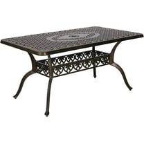 MEETWARM Outdoor 60" Rectangular Patio Dining Table, All Weather Cast Aluminum Large Patio Furniture Table Fits for 6-8 Person with 2" Umbrella Hole, Dark Bronze