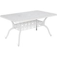 thumbnail image 1 of MEETWARM Outdoor 60" Rectangular Patio Dining Table, All Weather Cast Aluminum Large Patio Furniture Table Fits for 6-8 Person with 2" Umbrella Hole, White, 1 of 7