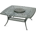thumbnail image 1 of MEETWARM Outdoor 64" Square Patio Dining Table with Detachable Lazy Susan, All Weather Cast Aluminum Large Patio Furniture Table Set for 8 Seat with 24" Rotating Tray, Umbrella Hole, Dark Bronze, 1 of 9