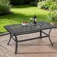 thumbnail image 1 of MEETWARM Outdoor Coffee Table, All-Weather Cast Aluminum 42" Rectangle Patio Coffee Table, 220 LBS Heavy Duty Patio Side Table for Balcony Poolside Deck Garden & Indoor Use, Dark Bronze, 1 of 7