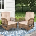 MEETWARM Outdoor Patio Wicker Rocking Glider Set of 2, AllWeather