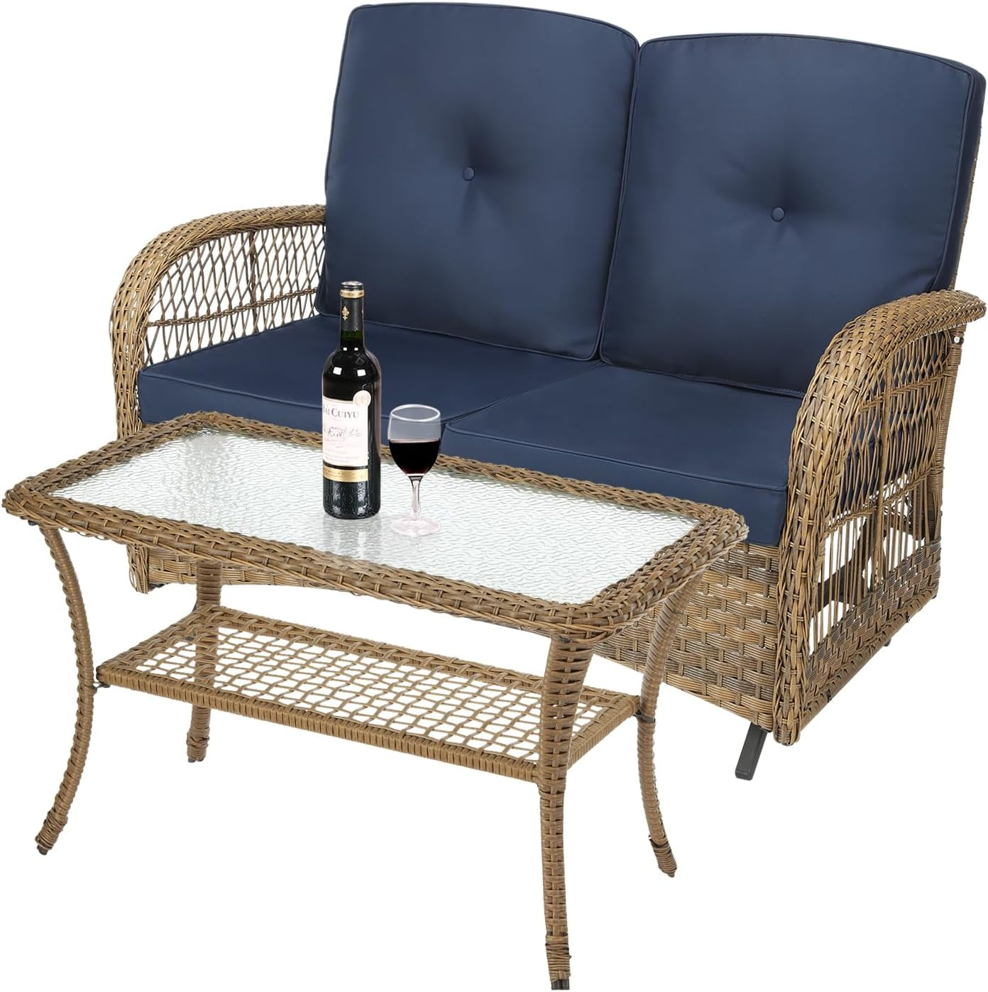 4-Ft Outdoor Patio Garden Glider Bench Loveseat in White Wood main image 1