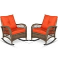 thumbnail image 1 of MEETWARM Outdoor Wicker Rocking Chairs with Cushions, Brown/Orange (Set of 2), 1 of 6
