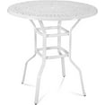 thumbnail image 1 of MEETWARM Patio Height Bar Table, 38.5" Bar Height Bistro Table, Outdoor Cast Aluminum Bistro Round High Top Dining Table with 2" Umbrella Hole for Garden Deck Backyard, White, 1 of 7
