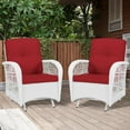 thumbnail image 1 of MEETWARM Patio Wicker Rocking Glider Set, All-Weather Outdoor Rattan Patio Rocking Chairs of 2, Patio Conversation Set with Thickened Cushions for Porch Garden & Backyard, White Wicker/Red, 1 of 7