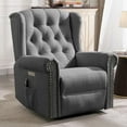 thumbnail image 1 of MEETWARM Power Swivel Rocking Glider Recliner Chair with Heat and Vibration, Electric Rocker Nursery Reclining Chair, Wingback Tufted Upholstered Recliner for Living Room, Type-C & USB Ports (Grey), 1 of 8