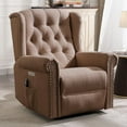 thumbnail image 1 of MEETWARM Power Swivel Rocking Glider Recliner Chair with Heat and Vibration, Electric Rocker Nursery Reclining Chair, Wingback Tufted Upholstered Recliner for Living Room, Type-C & USB Ports (Brown), 1 of 8