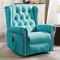 thumbnail image 1 of MEETWARM Power Swivel Rocking Glider Recliner Chair with Heat and Vibration, Electric Rocker Nursery Reclining Chair, Wingback Tufted Upholstered Recliner for Living Room, Type-C & USB Ports (Teal), 1 of 8