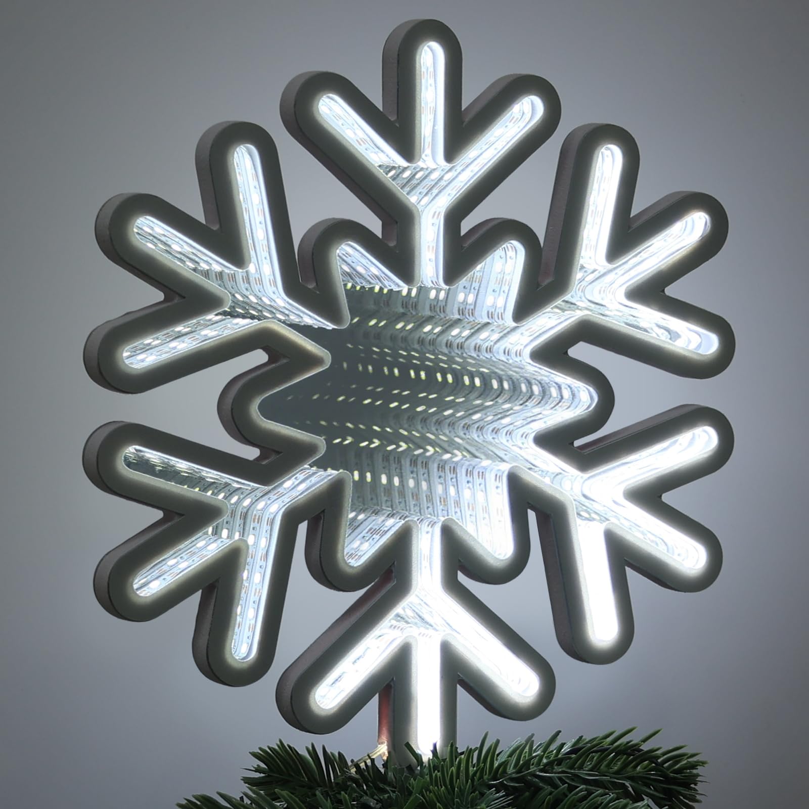 MEETYAMOR Christmas Tree Topper, 10 Inches 200 LEDs Lighted White ...