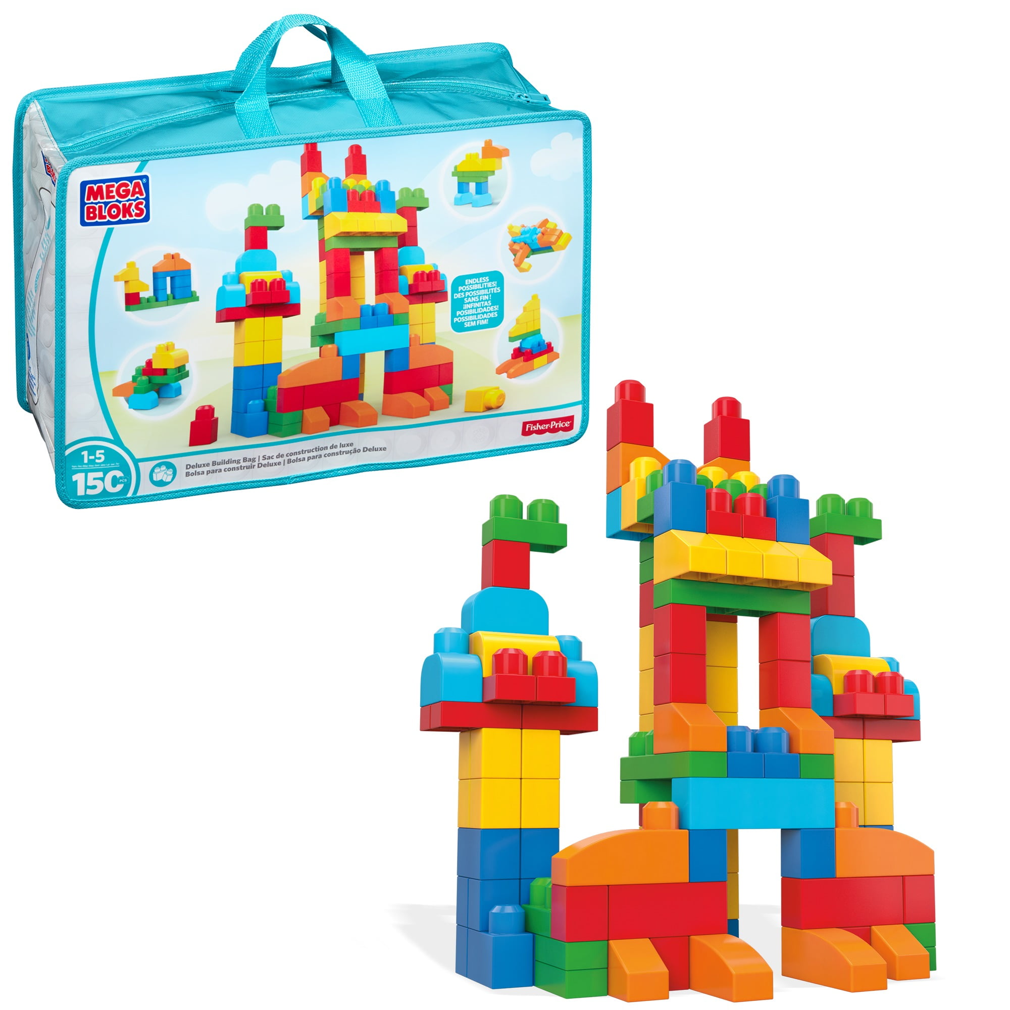 MEGA BLOKS 150-Piece Building Blocks Toddler Toys with Storage Bag, Deluxe  Building Bag for Toddlers 1-3, Building Sets -  Canada