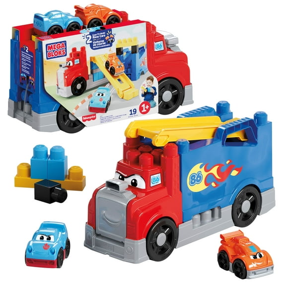 MEGA BLOKS Build & Race Rig Fisher-Price Toy Blocks with Sounds (16 Pieces) for Toddler